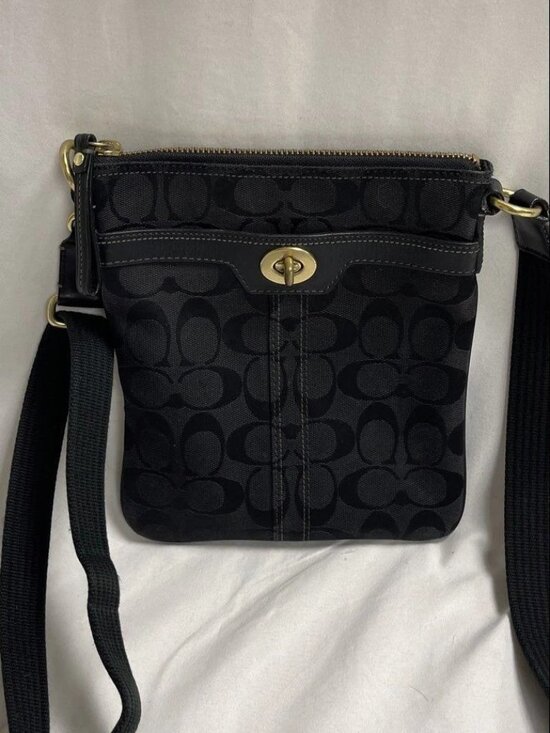 Coach Handbags - Coach Black Signature Canvas Crossbody Bag